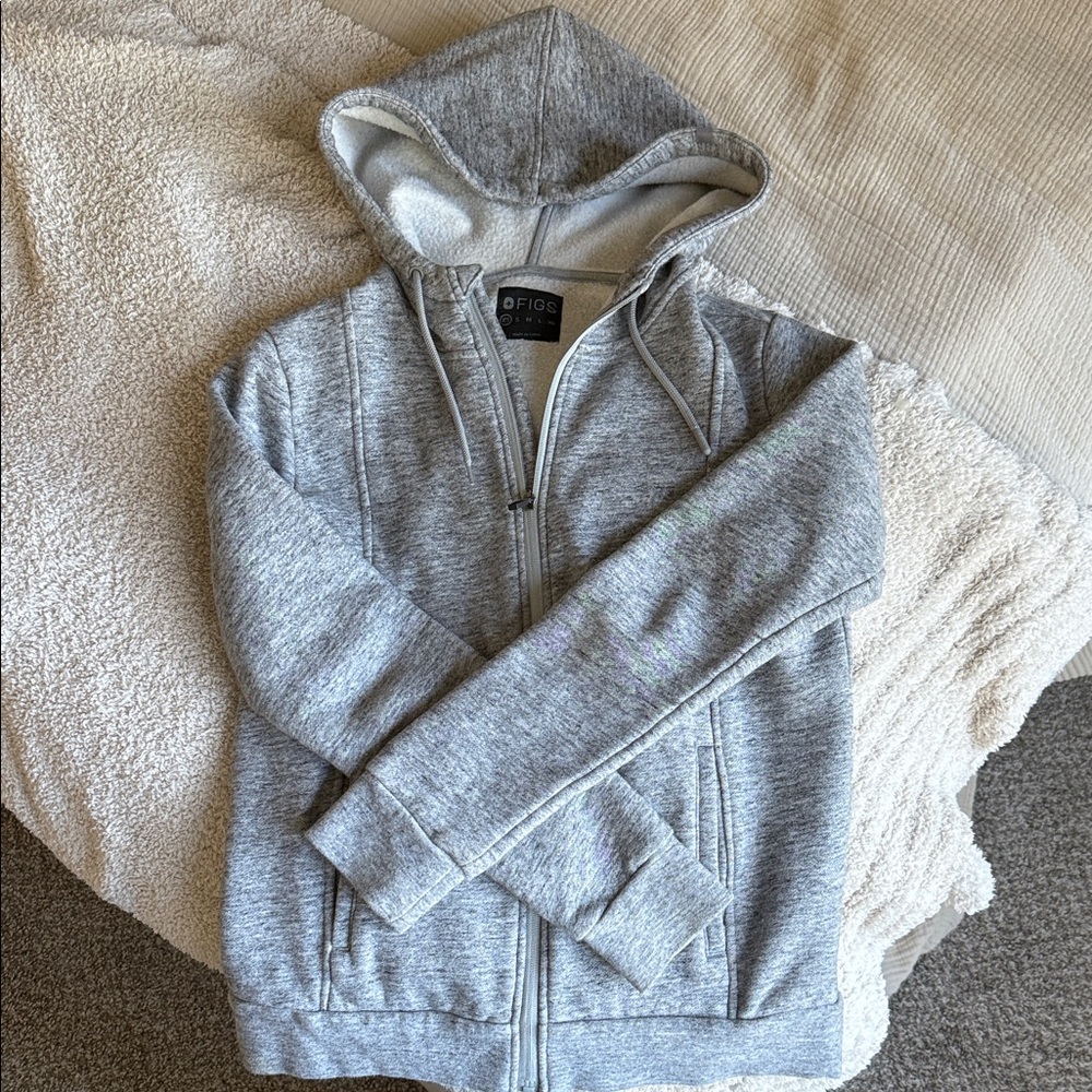 Figs Light Gray Zip-Up Jacket